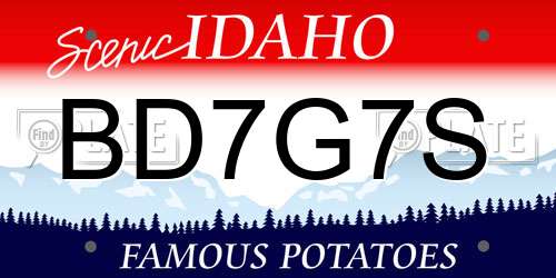 BD7G7S Idaho License Plate
