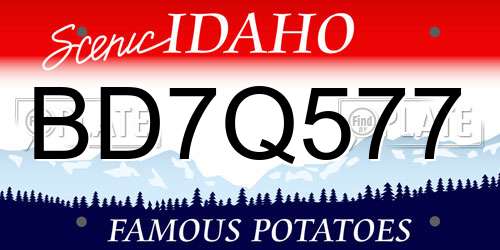 BD7Q577 Idaho License Plate