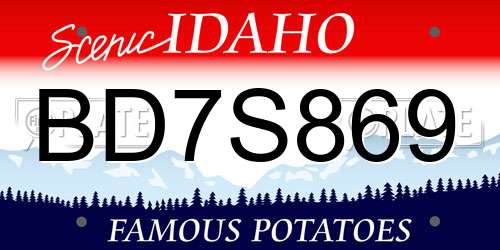 BD7S869 Idaho License Plate