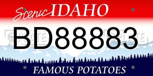 BD88883 Idaho License Plate