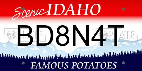 BD8N4T Idaho License Plate