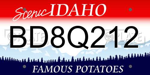 BD8Q212 Idaho License Plate