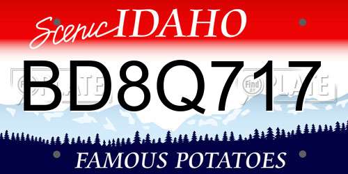 BD8Q717 Idaho License Plate