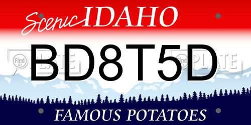 BD8T5D Idaho License Plate