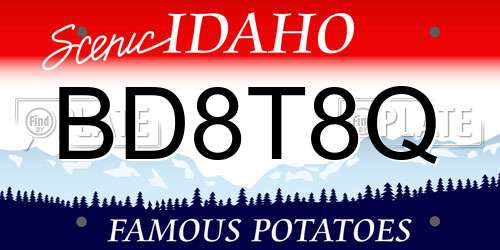 BD8T8Q Idaho License Plate