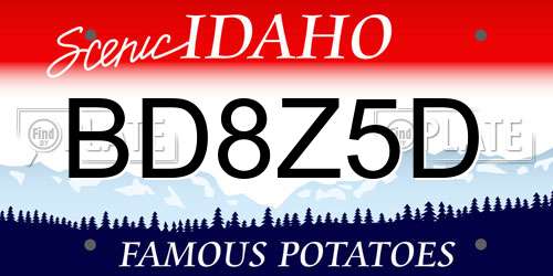 BD8Z5D Idaho License Plate