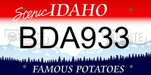 BDA933 Idaho License Plate