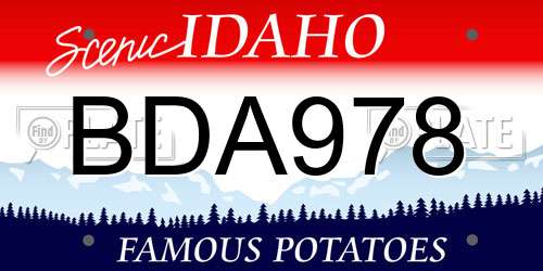 BDA978 Idaho License Plate