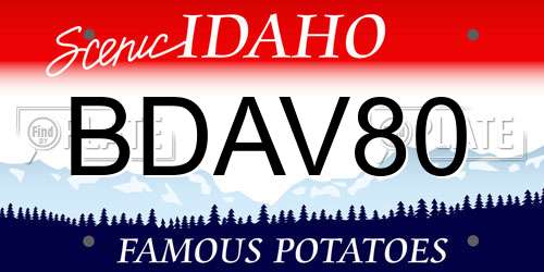 BDAV80 Idaho License Plate