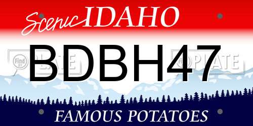 BDBH47 Idaho License Plate