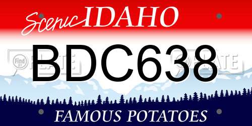 BDC638 Idaho License Plate