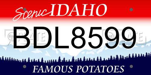 BDL8599 Idaho License Plate