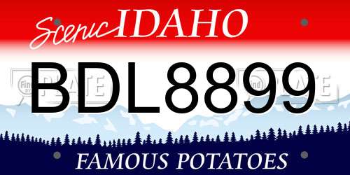 BDL8899 Idaho License Plate