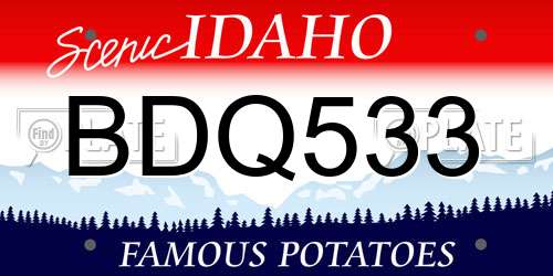BDQ533 Idaho License Plate
