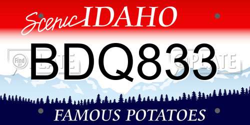 BDQ833 Idaho License Plate
