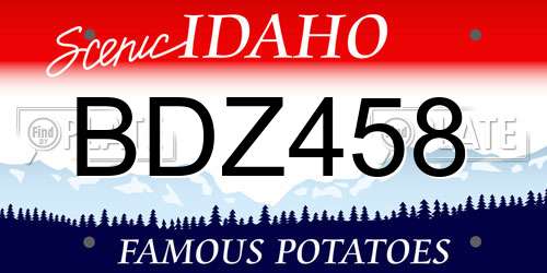BDZ458 Idaho License Plate