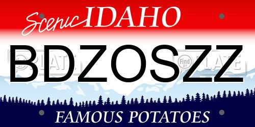 BDZOSZZ Idaho License Plate