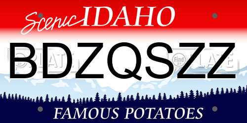 BDZQSZZ Idaho License Plate