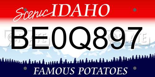 BE0Q897 Idaho License Plate