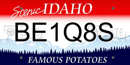 BE1Q8S Idaho License Plate