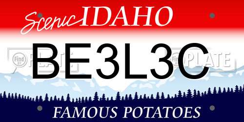 BE3L3C Idaho License Plate