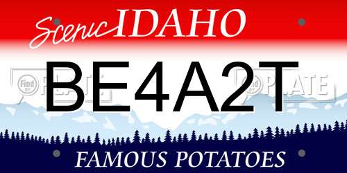 BE4A2T Idaho License Plate