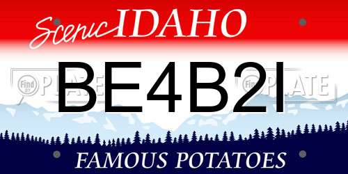 BE4B2I Idaho License Plate