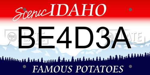BE4D3A Idaho License Plate
