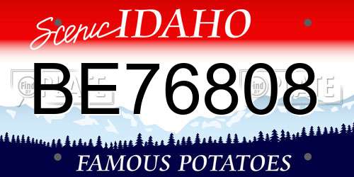BE76808 Idaho License Plate