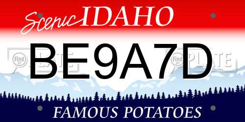 BE9A7D Idaho License Plate