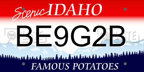BE9G2B Idaho License Plate