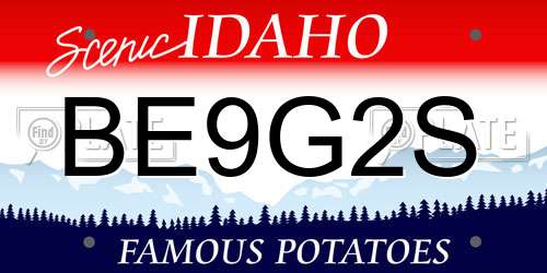 BE9G2S Idaho License Plate