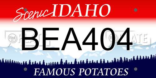 BEA404 Idaho License Plate