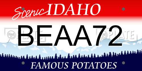 BEAA72 Idaho License Plate
