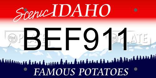 BEF911 Idaho License Plate