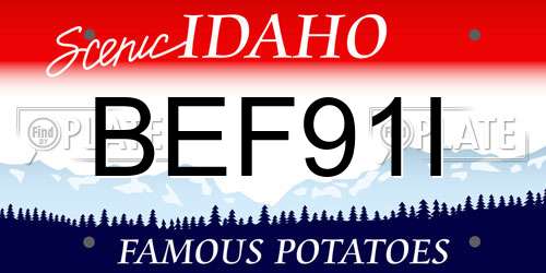 BEF91I Idaho License Plate