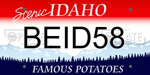 BEID58 Idaho License Plate