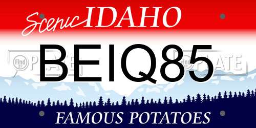 BEIQ85 Idaho License Plate