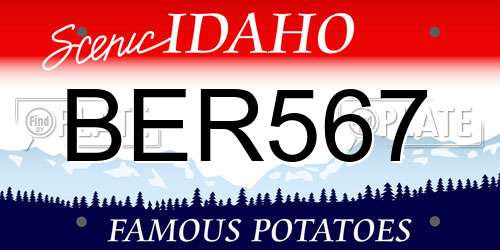 BER567 Idaho License Plate