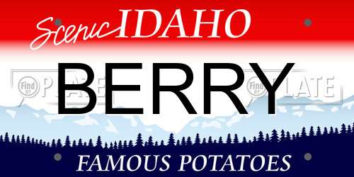 BERRY Idaho License Plate