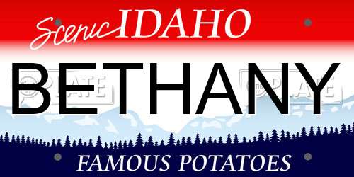BETHANY Idaho License Plate