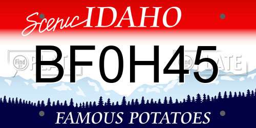 BF0H45 Idaho License Plate
