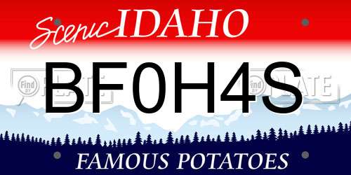 BF0H4S Idaho License Plate