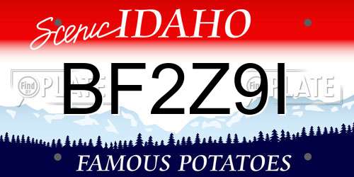 BF2Z9I Idaho License Plate