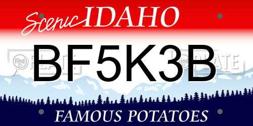 BF5K3B Idaho License Plate