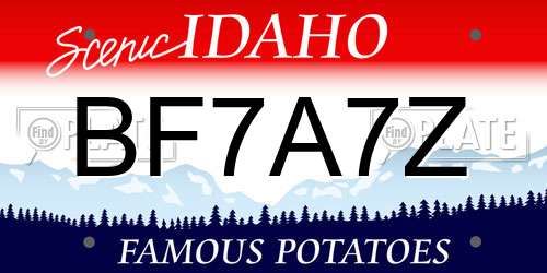 BF7A7Z Idaho License Plate