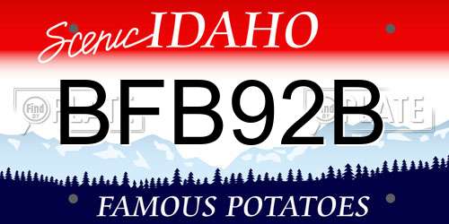 BFB92B Idaho License Plate