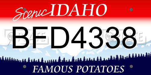 BFD4338 Idaho License Plate