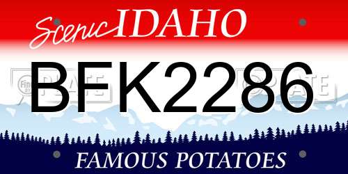 BFK2286 Idaho License Plate