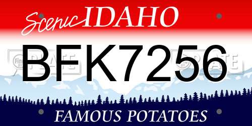 BFK7256 Idaho License Plate